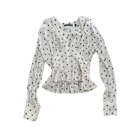 ROTATE by Birger Christensen Tracy Long Sleeve Polka Dot Top - Picture 5 of 11